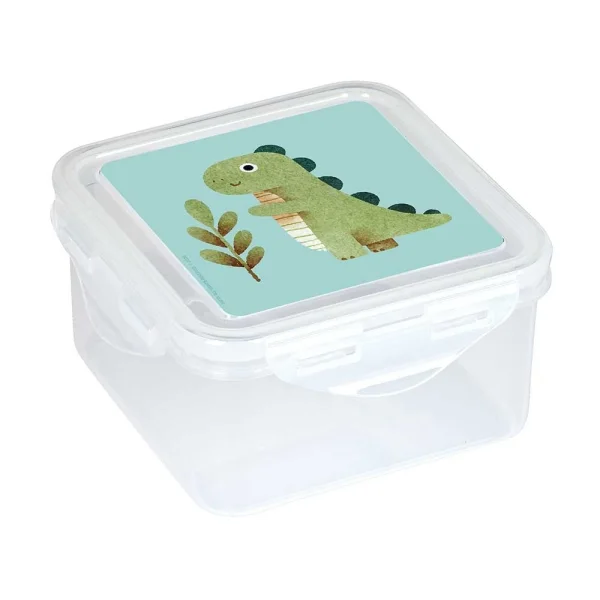Safta Dinos Fiambrera de 1.27L - PVC sin BPA - Cierre Hermetico a Presion - 130x130x75mm - Color Transparente