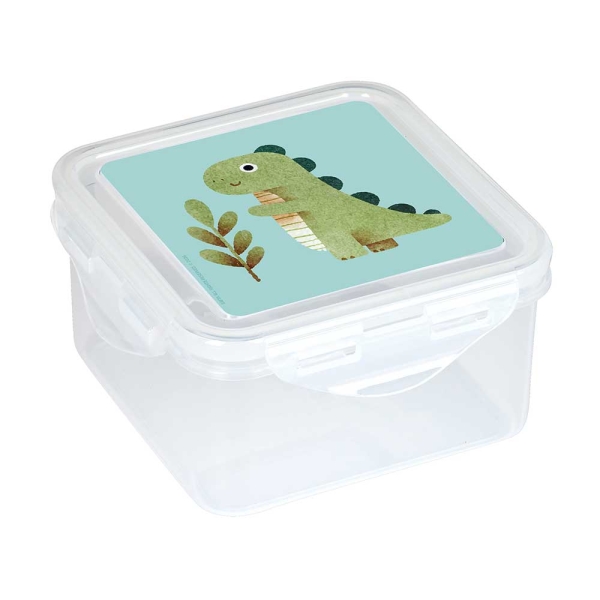 Safta Dinos Fiambrera de 1.27L - PVC sin BPA - Cierre Hermetico a Presion - 130x130x75mm - Color Transparente