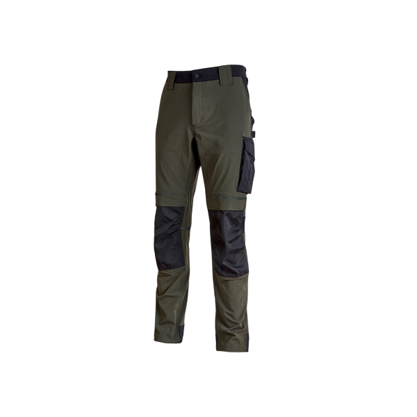 Upower Atom Pantalon de Trabajo con Tejido Stretch - Talla 2XL - Resistente y Transpirable, Repelente al Agua, Bolsillos Multifuncionales, Proteccion Lumbar, Rodilleras Certificadas - Color