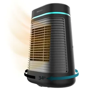 Cecotec ReadyWarm 1550 Max Ceramic Rotate Calefactor Ceramico de Sobremesa - Potencia de 1500W - Oscilante - Termostato Regulable - 3 Modos de Calor - Seguridad Integrada - Color Negro