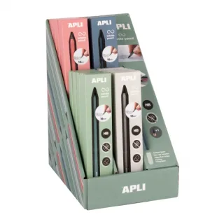 Apli Infinite Pencil Up North Expositor con 20 Packs de Lapiz Infinito HB + Mina de Recambio + Tapon Protector - Para Escribir hasta 16km - Colores Surtidos