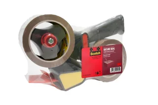 Scotch Dispensador de Precinto - Incluye 2 Rollos de 50mm x 66m - Mango de Pistola - Sellado Seguro - Color Marron