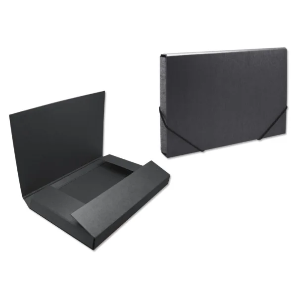 Bismark Carpeta para Proyectos - Medidas 350x230x50mm - Fabricada en Carton - Cierre con Gomas - Color Negro