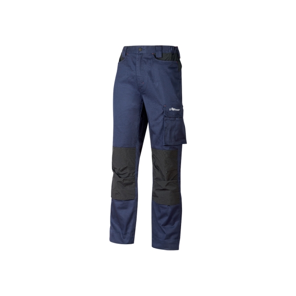 Upower Mallorca Pantalon de Trabajo Ergonomico - Talla 2XL - Algodon Elastico, Cintura Elastica, Multiples Bolsillos, Refuerzos Estrategicos, Detalles Reflectantes, Triple Costura - Color Az
