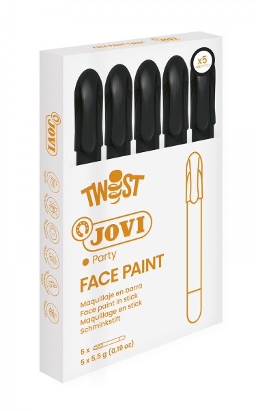 Jovi Twist Stick de Pintura de Cara - Hipoalergenico - Base Agua - Facil de Aplicar y Retirar - Gran Cubricion - Seca Rapido - sin Parabenos - Seguro para Todo Tipo de Pieles - Color Negro ·