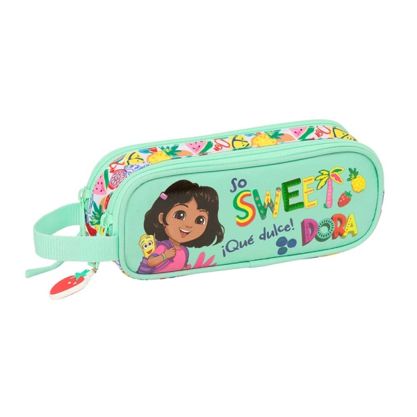 Safta Dora Portatodo - 2 Compartimentos con Cremalleras - Asa Lateral - 1L - 210x60x80mm - Color Menta