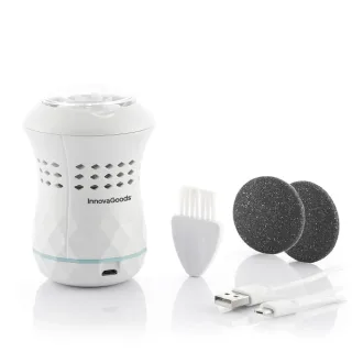 Innovagoods Sofeem Lima de Pedicura - Aspirador Integrado - 2 Velocidades - Bateria 400mAh - Indicador LED - Recargable - Facil Limpieza - 6.5x10cm - Color Blanco