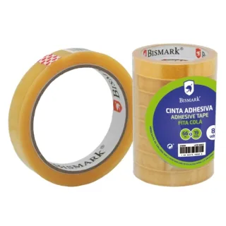Bismark Cinta Adhesiva Transparente 19mm x 66m - Fabricada en Polipropileno - Transparente · Pack de 8 uds.