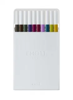 Uni-ball PEM-SY Set Nº3 Emott Calm-Tone Dark Pack de 10 Rotuladores de Linea Fina - Punta 0.4mm - Tinta a Base de Agua - Diseño Innovador - Ancho de Linea Constante - Colores Surtidos