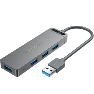 Vention Hub USB 5 en 1 - 4xUSB-A - Micro-USB - Cable USB-A - Velocidad hasta 5Gbps - Color Gris