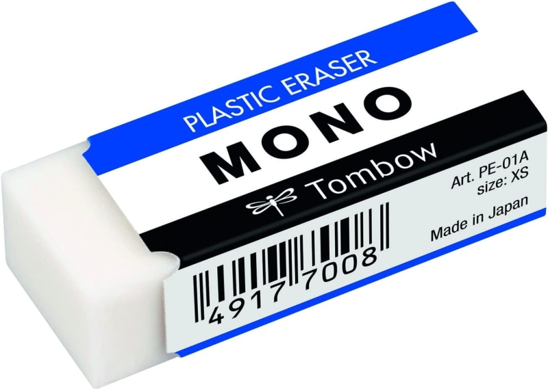 Tombow Mono Goma de Borrar Blanda - 11g - Formato XS - PVC Libre de Ftalatos y Latex - Funda de Papel - Color Blanco · Pack de 40 uds.