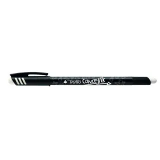 Tratto Cancellik Boligrafo de Bola - Tinta Borrable - Trazo 0.4mm - Doble Goma - Color Negro · Pack de 12 uds.