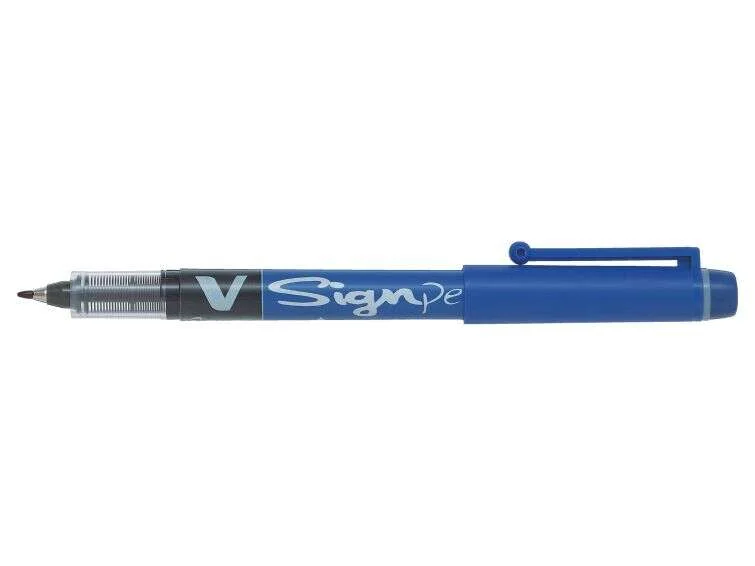 Pilot Rotulador de Punta Fina V-Sign Pen - Punta Fina de 2mm - Trazo de 0.6mm - Color Azul · Pack de 12 uds.