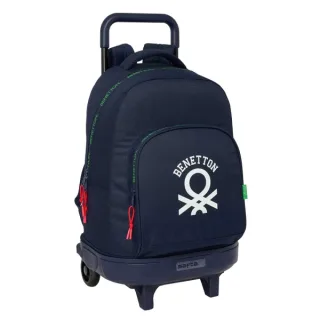 Safta Benetton Together Mochila con Carro - Extraible - Bolsillo Frontal - Portabotellas - Hombreras Acolchadas - Asa Acolchada - Tarjeta ID - Base Reforzada - 330x220x450mm - Color Azul Mar