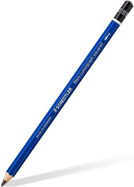 Staedtler Mars Lumograph Aquarell 100A Lapiz de Grafito - Mina 6B - Resistencia a la Rotura - Madera de Bosques Sostenibles · Pack de 12 uds.