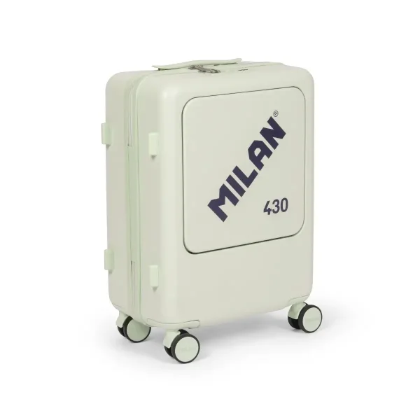 Milan Coleccion 430 Maleta de Cabina Rigida - 4 Ruedas Dobles 360º - Cierre con Combinacion de 3 Digitos - Apertura Independiente del Compartimento Principal y el Frontal - Medidas 55x40x23cm - Color Verde
