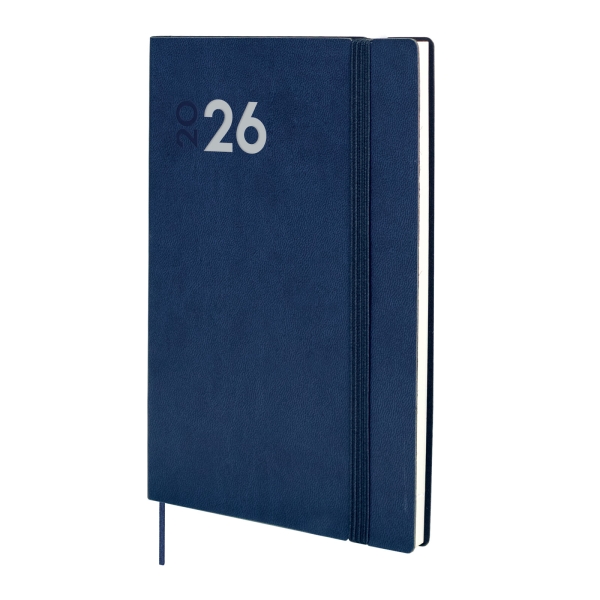 Finocam Dynamic Mara Agenda Profesional en Catalan - Anual 2026 - Tapa Blanda - Cierre con Goma Elastica - Formato Y11 - 169x11x245mm - Semana Vista en Vertical - Color Azul