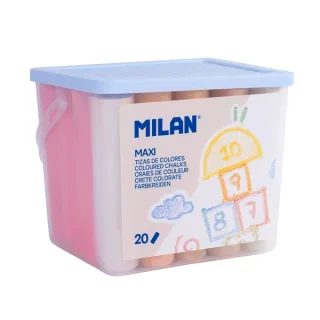 Milan Pack de 20 Tizas Redondas Maxi ø 2,4cm - Antipolvo - No Contienen Caseina - Colores Surtidos