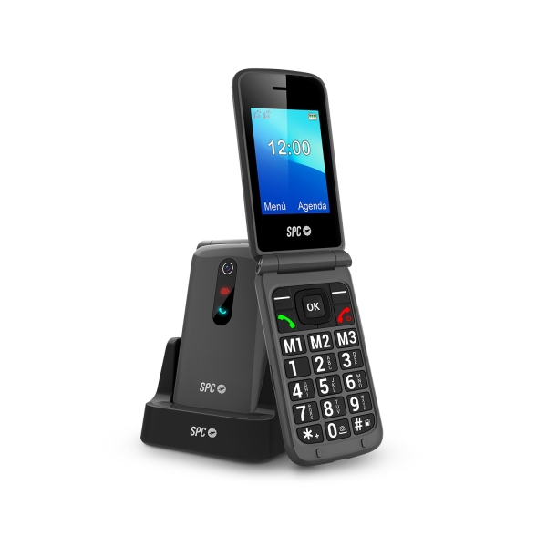 SPC Stella 3 Telefono Movil Para Mayores con Tapa - Boton SOS - Botones y Teclas Grandes - Ayuda Inteligente en Remoto - Acceso Directo a Tres Contactos - Base de Carga y Conector USB Tipo C