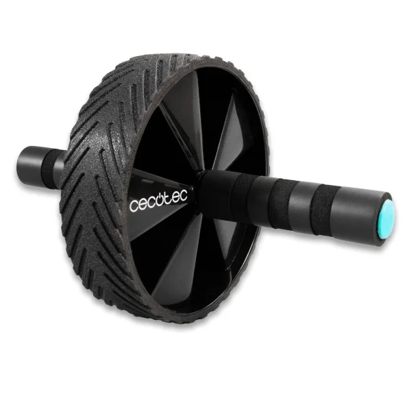 Cecotec DrumFit AB Wheel Rueda Abdominal - Soporta hasta 200kg - Multifuncion - Agarre Antideslizante Acolchado - Esterilla Incluida - Recubrimiento de Goma - 29.3x18x18cm - Color Negro