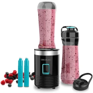 Cecotec Power Titanium 350 EasyGo Batidora de Vaso Portatil - Potencia 350W - Ergonomico - Apto para Lavavajillas - Tubos Refrigeradores - Cuchillas Recubiertas de Titanio - Color Negro
