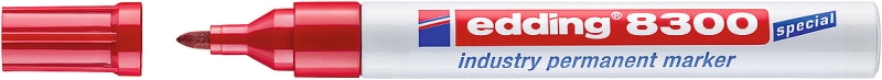 Edding 8300 Rotulador Permanente Industrial - Punta Redonda 1.5-3mm - Tinta Resistente al Desgaste, Roce y Luz - Color Rojo · Pack de 10 uds.