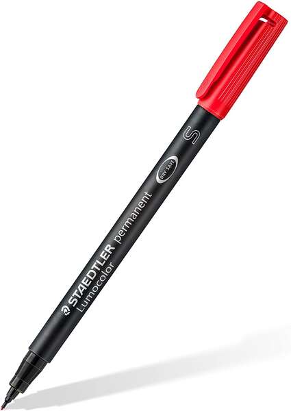 Staedtler Lumocolor Permanent 313 Rotulador Permanente de Punta Fina - Trazo 0.4mm Aprox - Secado Rapido - Color Rojo · Pack de 10 uds.