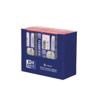 Oxford Expositor con 14 Packs de 30 FlashCards 2.0 - Formato A7 - Rayado Horizontal 1 Linea - Cartulina de 250g - Digitalizacion de Textos con App - Color Rojo