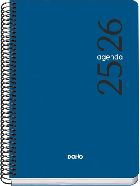 Dohe Esencial Agenda Escolar 25/26 Espiral A5 - Dia Pagina - Papel 70g/m2 - Cubierta en Polipropileno - Color Azul