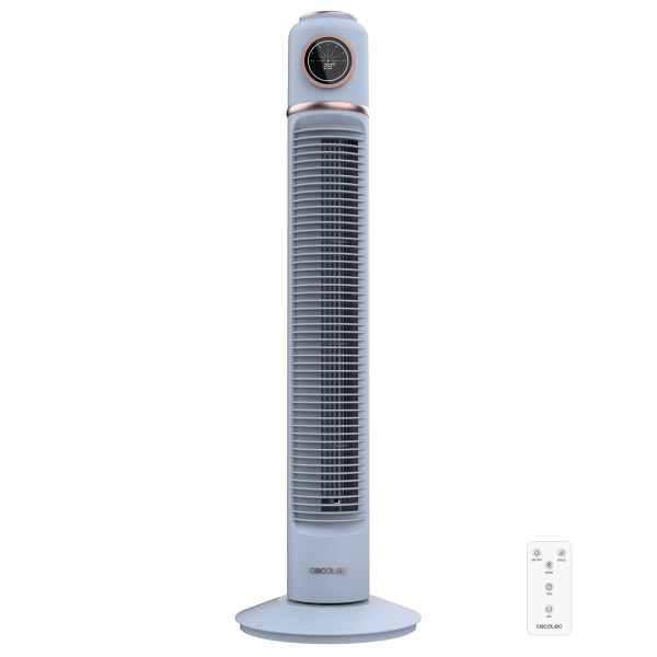 Cecotec EnergySilence 1090 Skyline Retro Smart Ventilador de Torre de 32" de Altura - 40W - Mando a Distancia - Pantalla LED Tactil - 3 Velocidades - Temporizador - Oscilante - Color Azul Cl