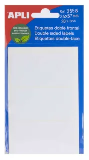 Apli Etiquetas Doble Frontal Blancas 34.0 x 67.0mm