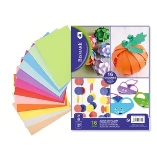 Bismark Pack de 16 Cartulinas 180 g/m² - Tamaño 24 x 32cm - Colores Surtidos