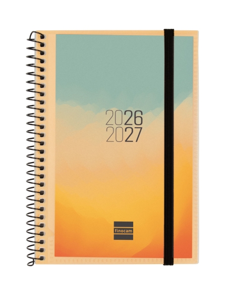 Finocam Espir Agenda Escolar 26/27 - Semana Vista Horizontal - Formato E8 - 120x171mm - Tapas de Polipropileno - Papel de 80g/m2 - Espiral Metalica - Esquinas Microperforadas - Multicolor