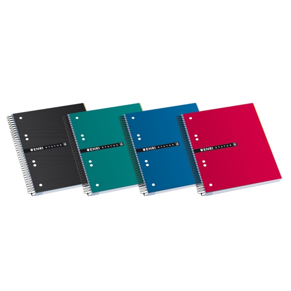 Enri Status A5+ Europeanbook - Tapa Extradura Resistente - Formato A5+ - Cuaderno con 120 Hojas - Cuadricula 5x5 - Colores Surtidos · Pack de 4 uds.