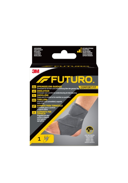 Futuro Comfort Tobillera - Ajustable (17.8cm – 29.2cm) - Transpirable - Aisla la Humedad - Elastico - Color Gris Oscuro