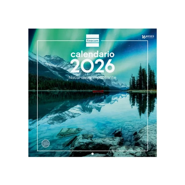 Finocam Calendario de Pared - Anual 2026 - Imagenes Variadas - 300x300mm - Espacio para Escribir - Tematica de Naturaleza