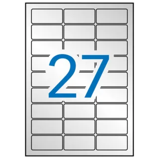 Apli Etiquetas Metalizadas Plata 63.5 x 29.6mm 20 Hojas
