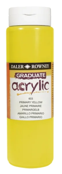 Daler Rowney Graduate Pintura Acrilica - Botella de Plastico - 500ml - Color Amarillo Primario