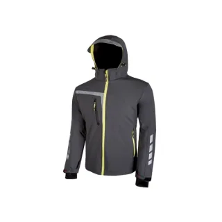 Upower Quick Chaqueta Soft Shell - Talla 2XL - Tejido Elastico Cortavientos y Repelente al Agua, Bolsillo Pecho con Cierre Impermeable, Capucha Ajustable, Detalles Reflectantes, Proteccion D