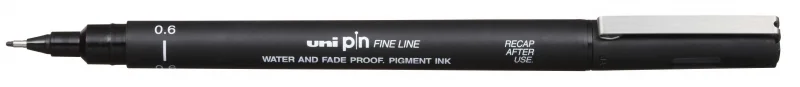 Uni-ball PIN Rotulador Calibrado 06 - Punta Poliacetal 0.6mm - Tinta Resistente al Agua y Luz - Color Negro · Pack de 12 uds.