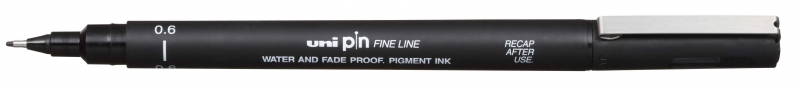 Uni-ball PIN Rotulador Calibrado 06 - Punta Poliacetal 0.6mm - Tinta Resistente al Agua y Luz - Color Negro · Pack de 12 uds.