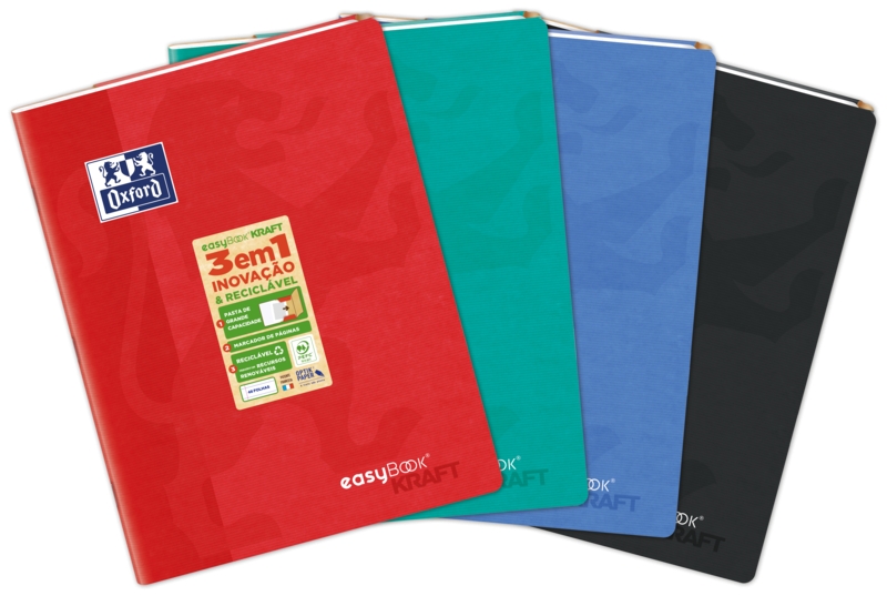 Oxford Easybook Kraft A4 - Tapa Blanda - Libreta Grapada - 1 Linea con 2 Margenes - 48 Hojas - Colores Surtidos · Pack de 10 uds.