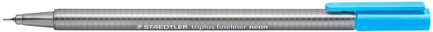 Staedtler Triplus Fineliner 334 Rotulador de Punta Fina - Trazo de 0.3mm - Tinta Base de Agua - Color Azul Neon · Pack de 10 uds.