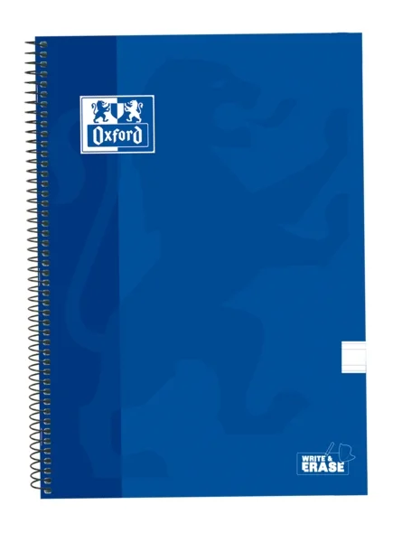 Oxford School Classic Cuaderno Espiral Tapa Extradura Write&Erase - Pauta 3.5mm con Margen - 80 Hojas - Color Azul Marino · Pack de 5 uds.