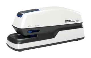 Rapid Optima GripE Grapadora Electrica de Sobremesa + Caja de 1000 Grapas - Hasta 20 Hojas - Utiliza Grapas Optima 56 - Color Gris/Negro