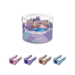ErichKrause EasySharp Manga Sacapuntas de Plastico - Cuchilla Niquelada de Acero al Carbono - Orificio de 8mm - Colores Surtidos · Pack de 60 uds.