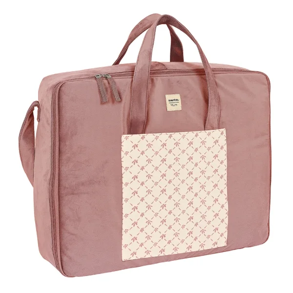 Safta Marsala Maleta de Bebe de 28L - Cremallera Doble - Interior Acolchado - Multiples Bolsillos - Bandolera Ajustable - Asas de Mano - 500x140x400mm - Color Rosa