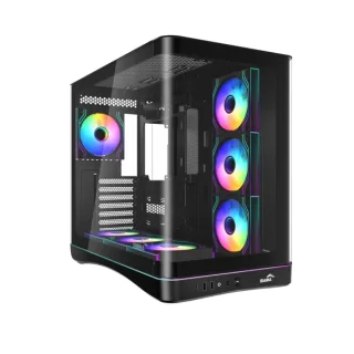 Sama V62 Caja Torre ATX - Lateral Cristal Templado Curvado - 2 x USB-A 3.0, 1 x USB-C 3.2 - 1 x Audio + Micro - 7 Ventiladores ARGB - Color Negro