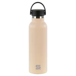 Safta Botella Termo de 600ml - Acero Inoxidable - Base de Silicona Antideslizante - Asa Superior - Color Beige