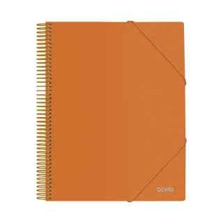 Dohe Carpeta con 20 Fundas Tamaño A4 - Tapa de Polipropileno Opaco de 800 Micras - Fundas Transparentes de 80 Micras - Espiral de Plastico Colorido - Gomas Elasticas a Juego